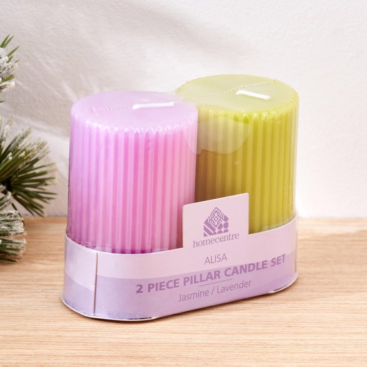 Alisa Set of 2 Jasmine and Lavender Scented Pillar Candles