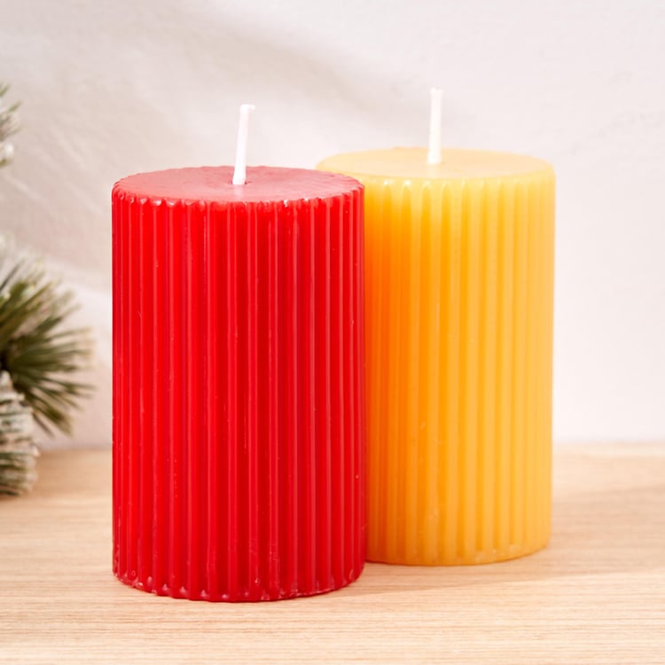 Alisa Set of 2 Lemongrass and Cranberry Scented Pillar Candles