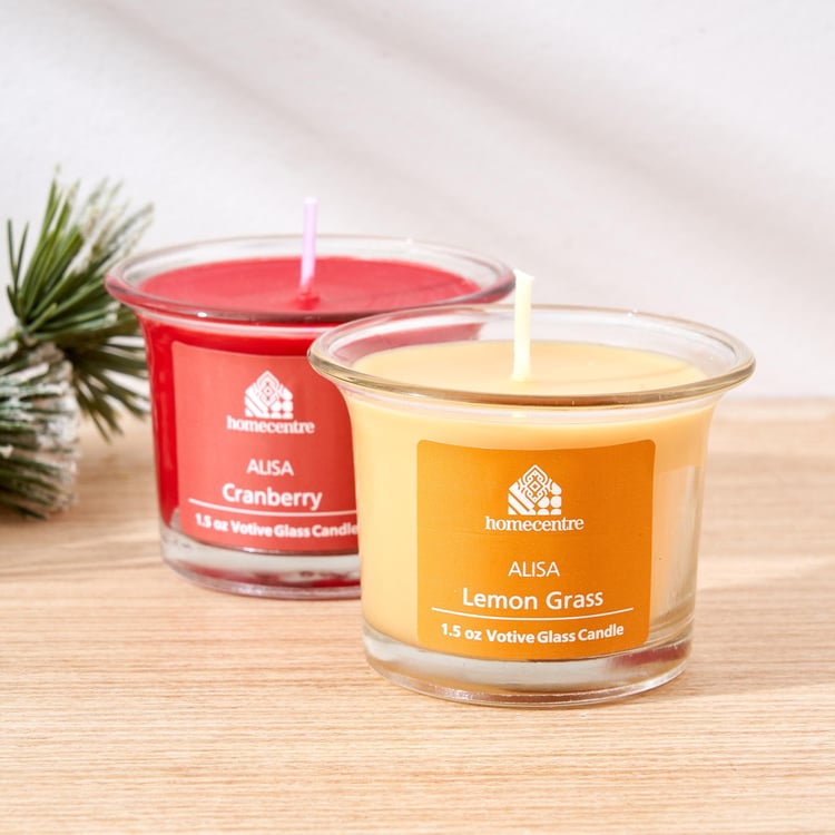 Alisa Set of 2 Lemongrass and Cranberry Scented Jar Candles