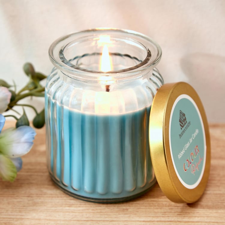 Colour Refresh Blueberry Scented Ribbed Jar Candle