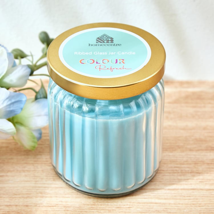 Colour Refresh Blueberry Scented Ribbed Jar Candle