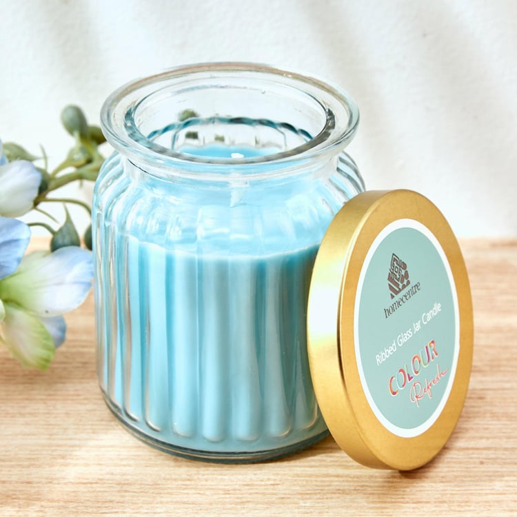 Colour Refresh Blueberry Scented Ribbed Jar Candle