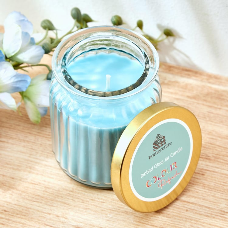 Colour Refresh Blueberry Scented Ribbed Jar Candle