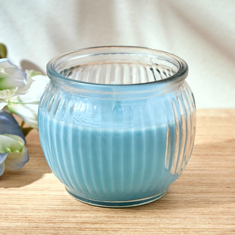 Colour Refresh Blueberry Scented Ribbed Jar Candle