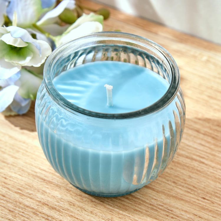 Colour Refresh Blueberry Scented Ribbed Jar Candle