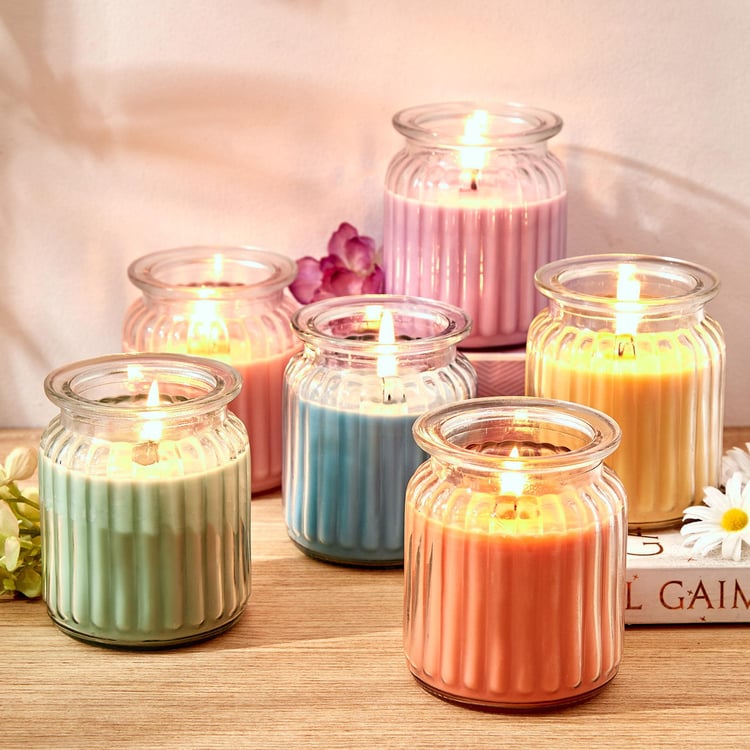 Colour Refresh Sea Breeze Scented Ribbed Jar Candle