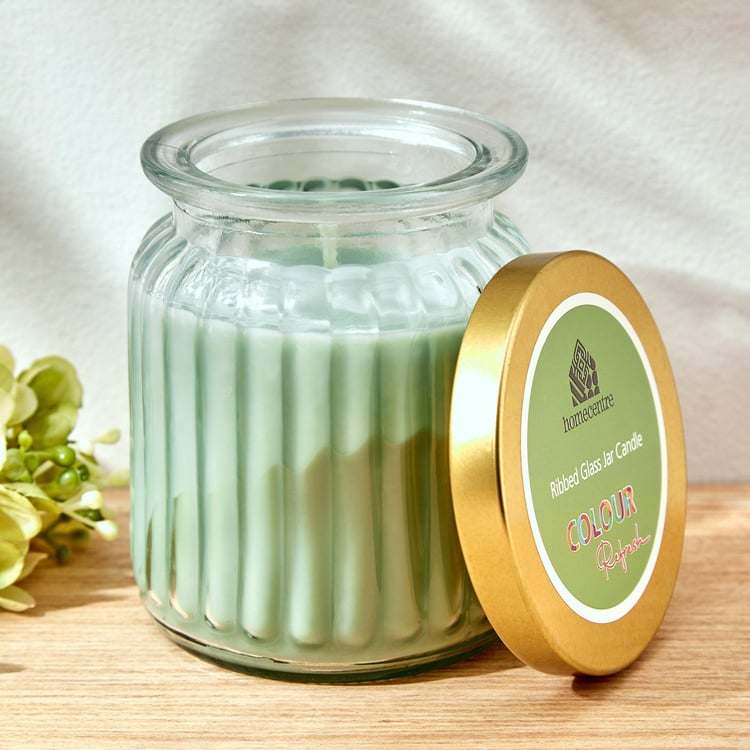 Colour Refresh Sea Breeze Scented Ribbed Jar Candle