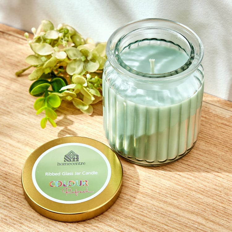 Colour Refresh Sea Breeze Scented Ribbed Jar Candle