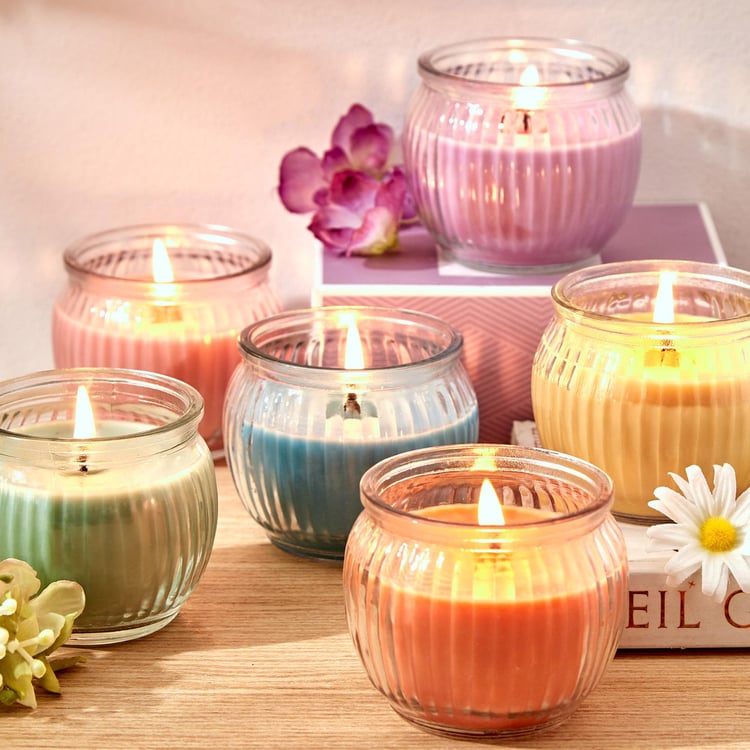 Colour Refresh Sea Breeze Scented Ribbed Jar Candle