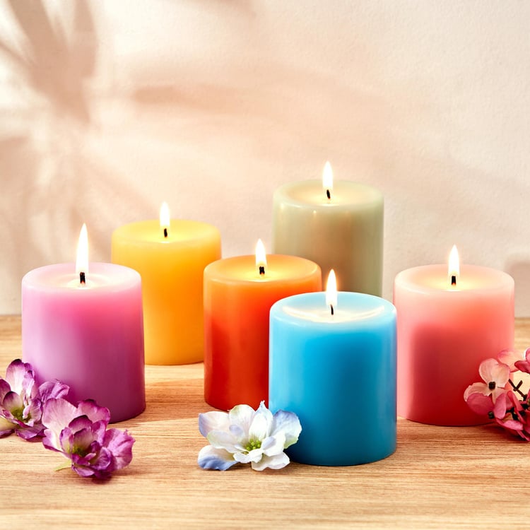 Colour Refresh Lavender Scented Pillar Candle