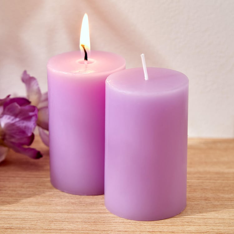 Buy Colour Refresh Set of 2 Lavender Scented Pillar Candles from Home ...