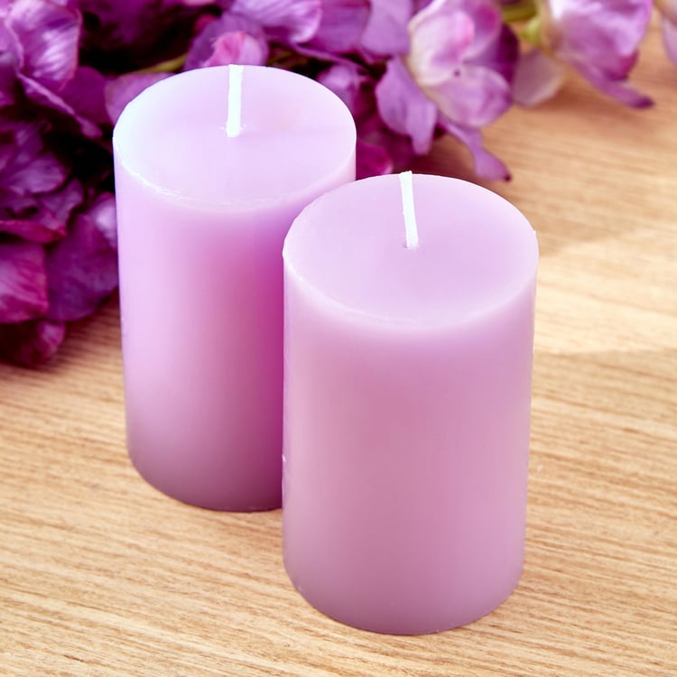 Colour Refresh Set of 2 Lavender Scented Pillar Candles