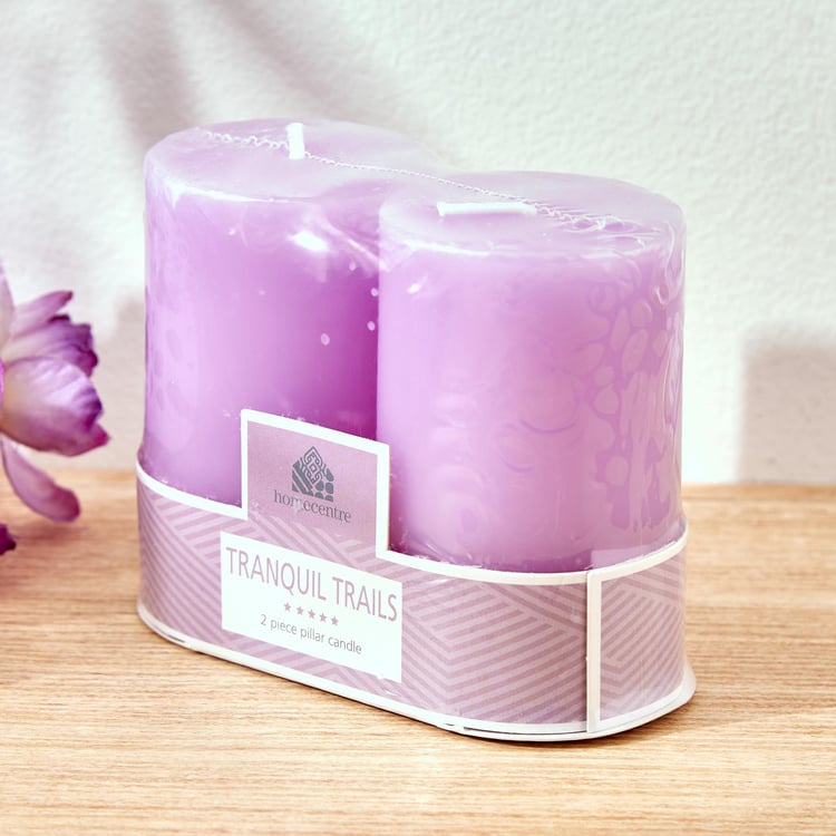 Colour Refresh Set of 2 Lavender Scented Pillar Candles