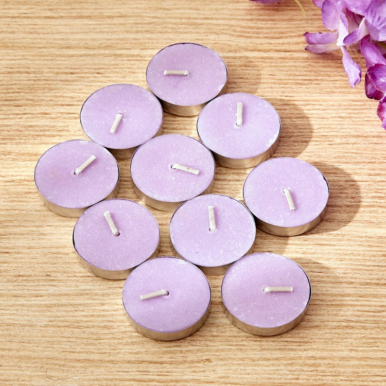 Colour Refresh Set Of 10 Lavender Scented T-Light Candles