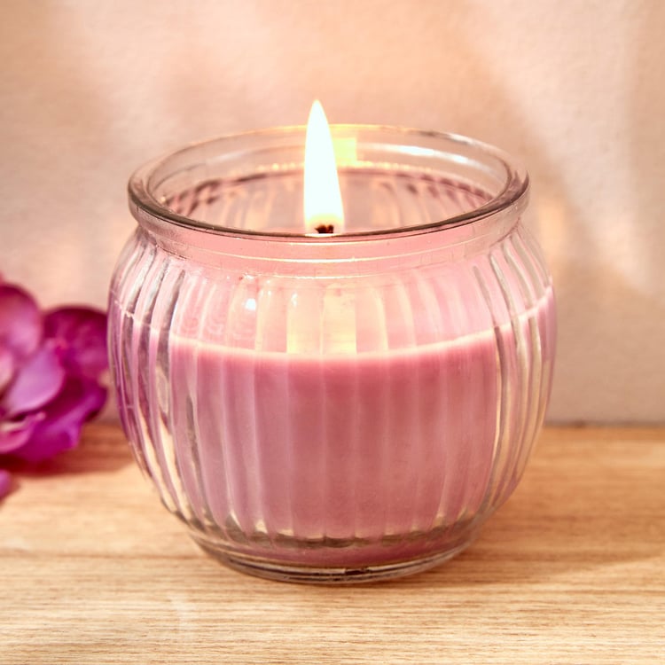 Colour Refresh Lavender Scented Ribbed Jar Candle