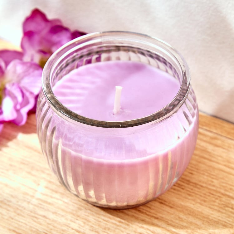 Colour Refresh Lavender Scented Ribbed Jar Candle