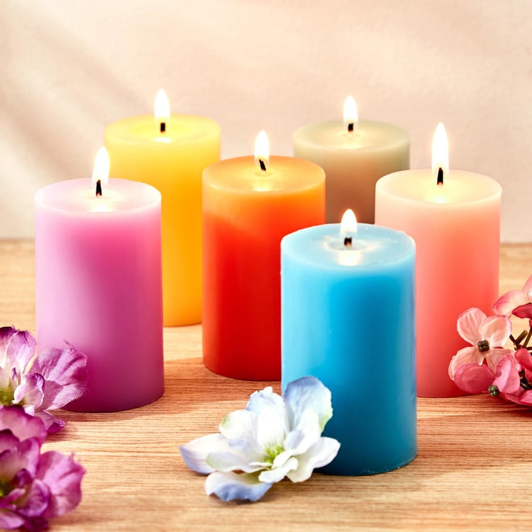 Colour Refresh Set of 2 Mandarin Scented Pillar Candles