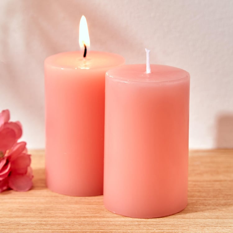 Colour Refresh Set of 2 Rose Scented Pillar Candles