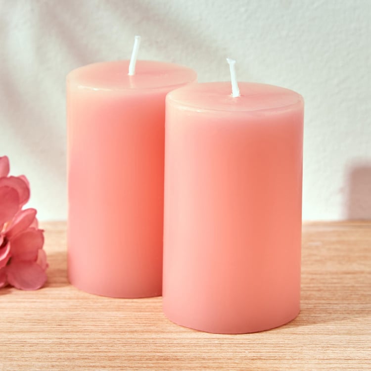 Colour Refresh Set of 2 Rose Scented Pillar Candles