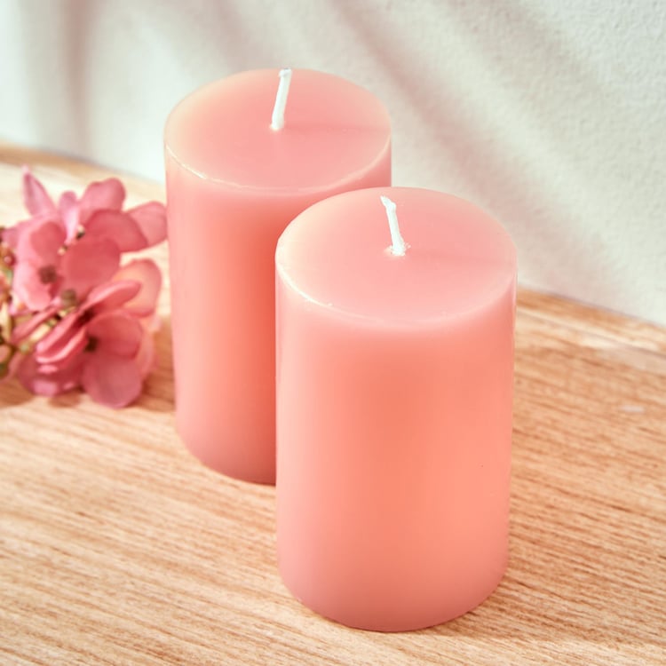 Colour Refresh Set of 2 Rose Scented Pillar Candles