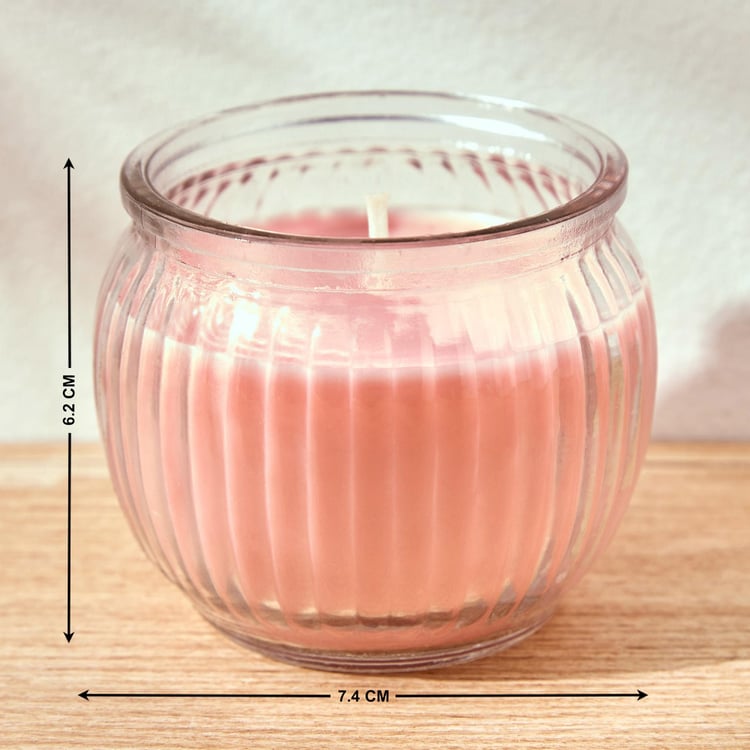 Colour Refresh Rose Scented Ribbed Jar Candle