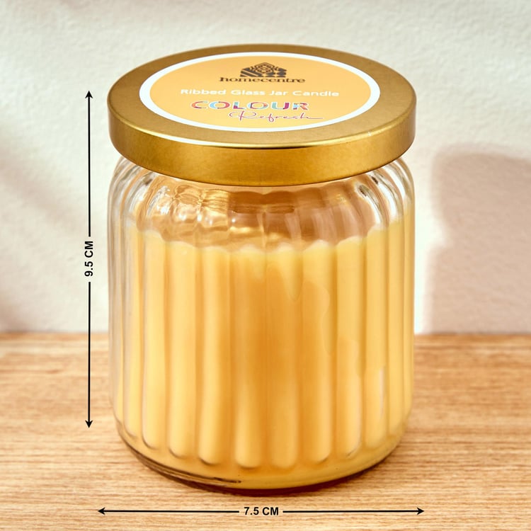 Colour Refresh Lemon Grass Scented Ribbed Jar Candle