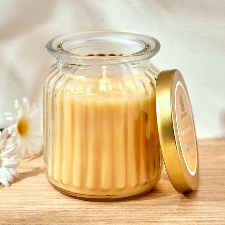 Colour Refresh Lemon Grass Scented Ribbed Jar Candle