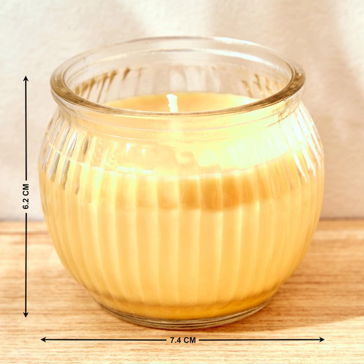 Colour Refresh Lemon Grass Scented Ribbed Jar Candle