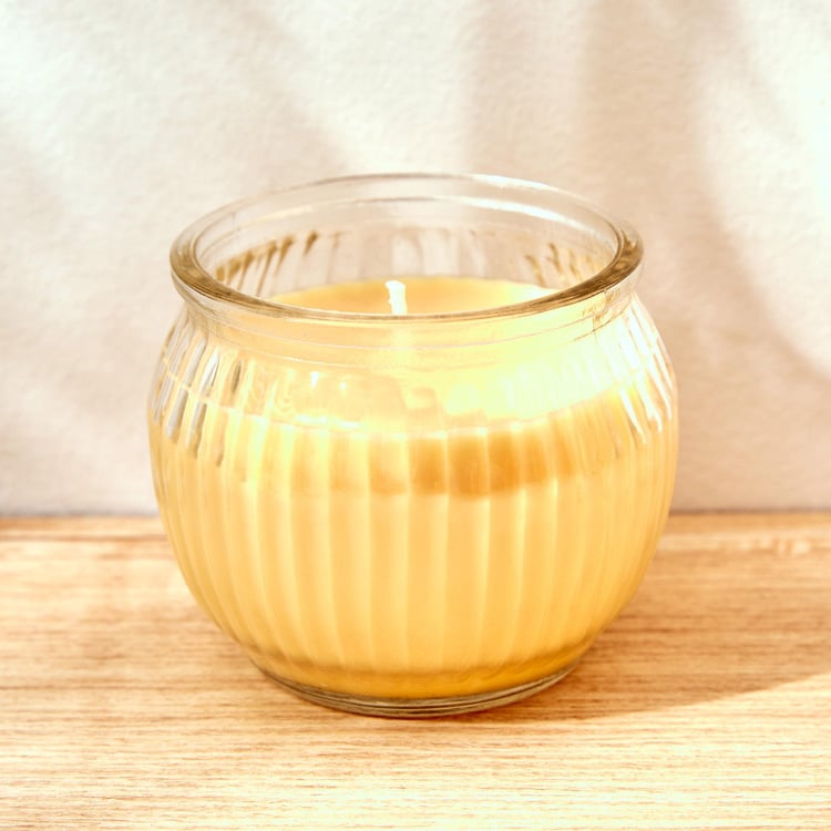 Colour Refresh Lemon Grass Scented Ribbed Jar Candle