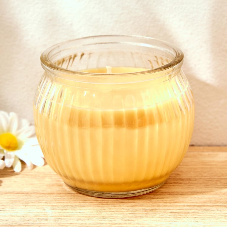 Colour Refresh Lemon Grass Scented Ribbed Jar Candle