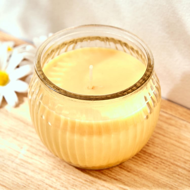 Colour Refresh Lemon Grass Scented Ribbed Jar Candle