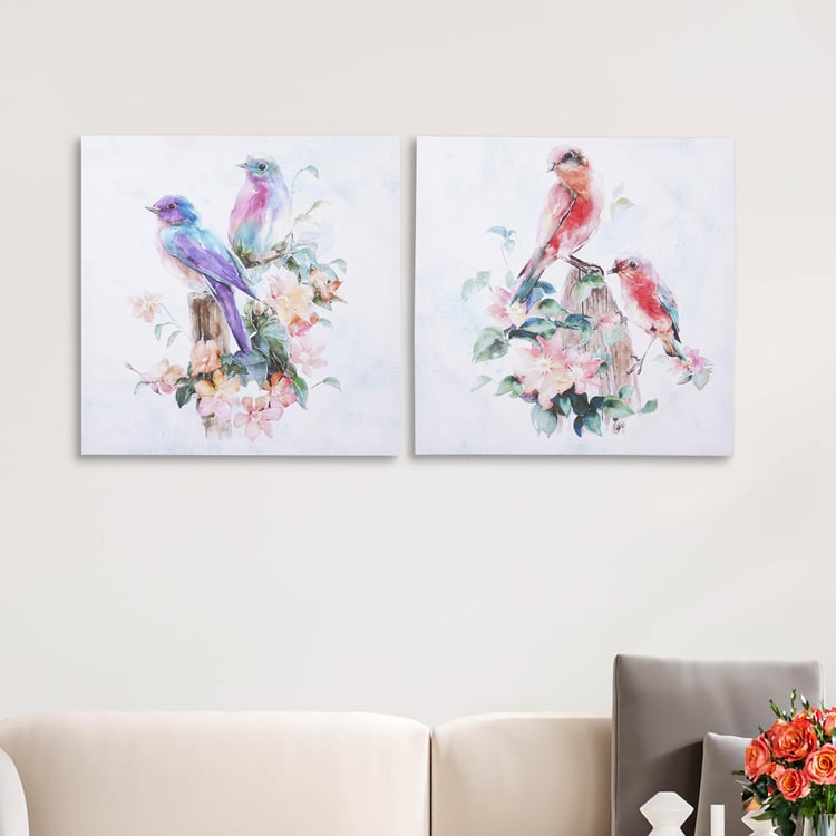 Brezza Chirpy Set of 2 Canvas The Cheeing Birds Picture Frame - 50x50cm