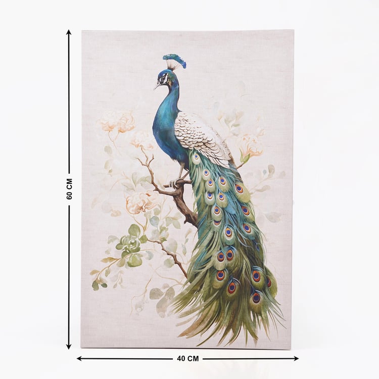 Brezza Monarch Set of 2 Canvas Peacock on Branches Picture Frames - 60x40cm