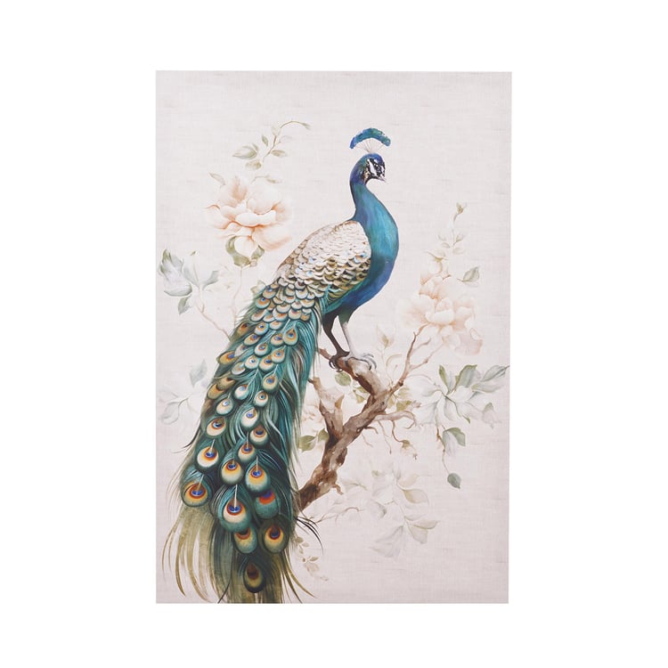 Brezza Monarch Set of 2 Canvas Peacock on Branches Picture Frames - 60x40cm