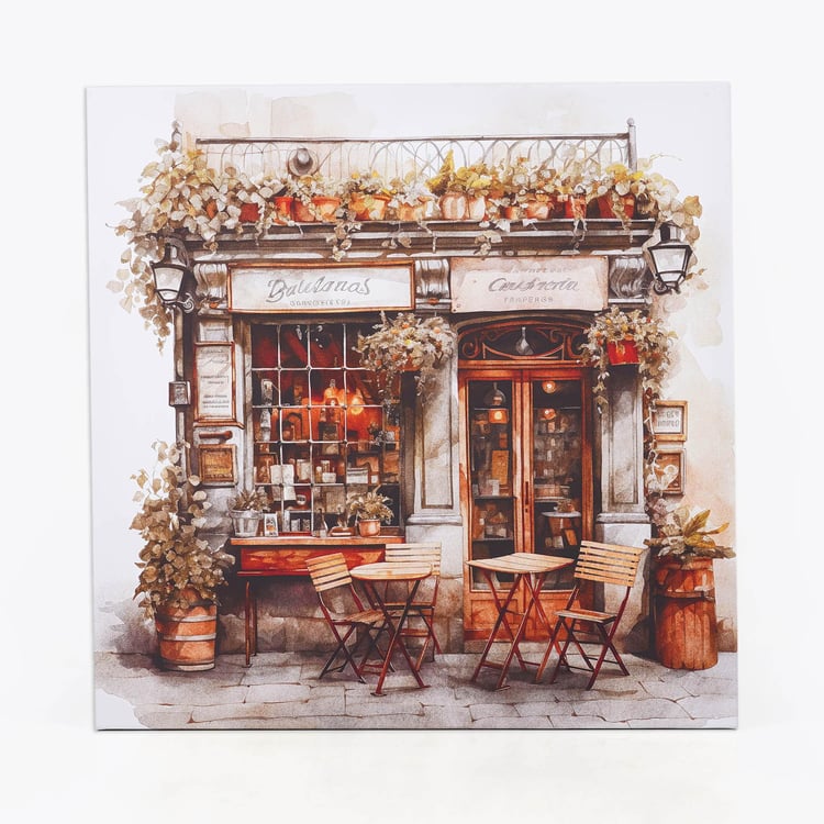 Brezza Scapes Set of 2 Canvas The Cafe and City Picture Frames - 50x50cm