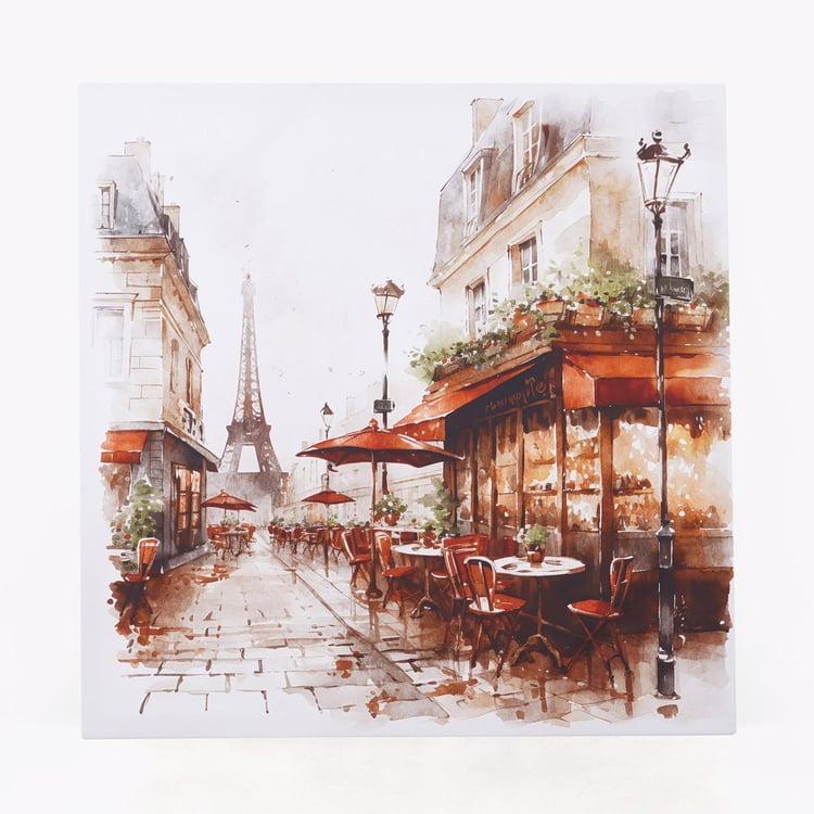 Brezza Scapes Set of 2 Canvas The Cafe and City Picture Frames - 50x50cm