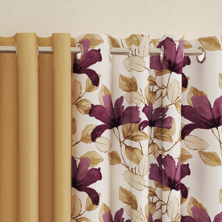 Aeris Floral Set of 4 Floral Print Light Filtering Door Curtains