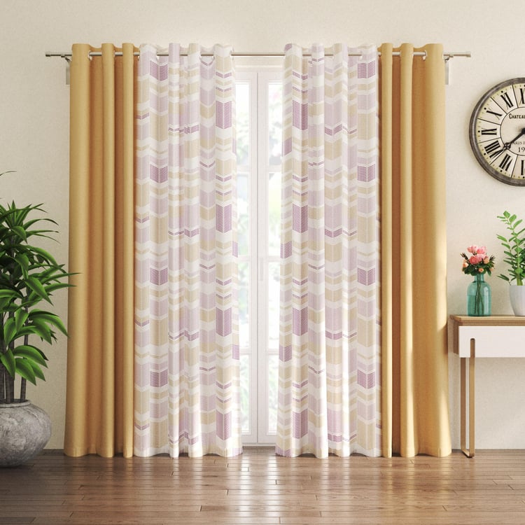 Aeris Set of 4 Printed Semi-Sheer Printed Door Curtains