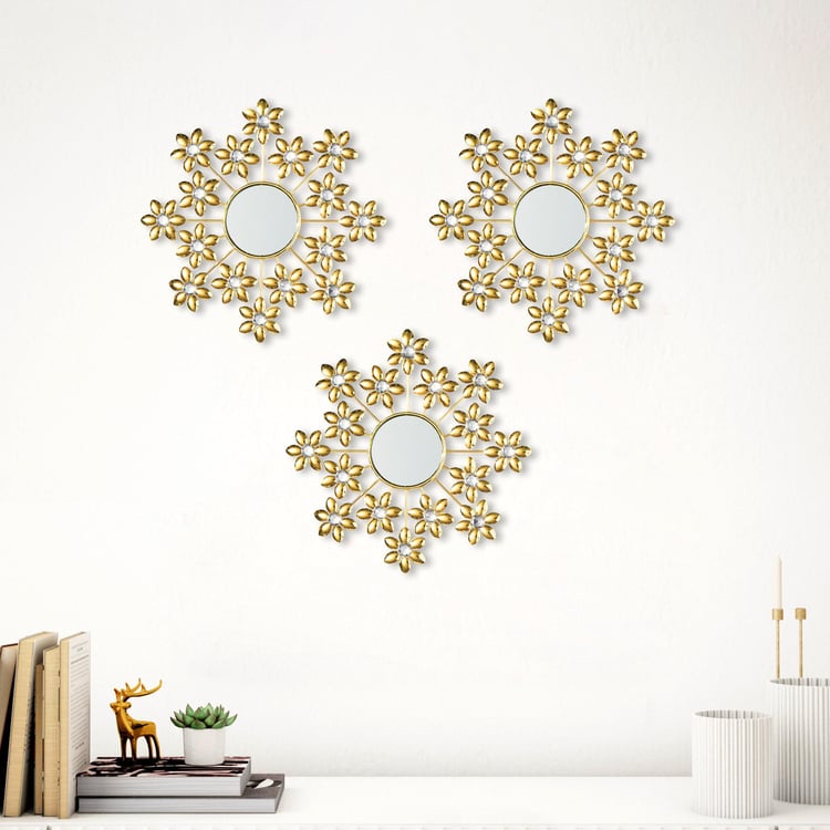 Corvus Glenza Metal Set of 3 Decorative Mirror Wall Arts