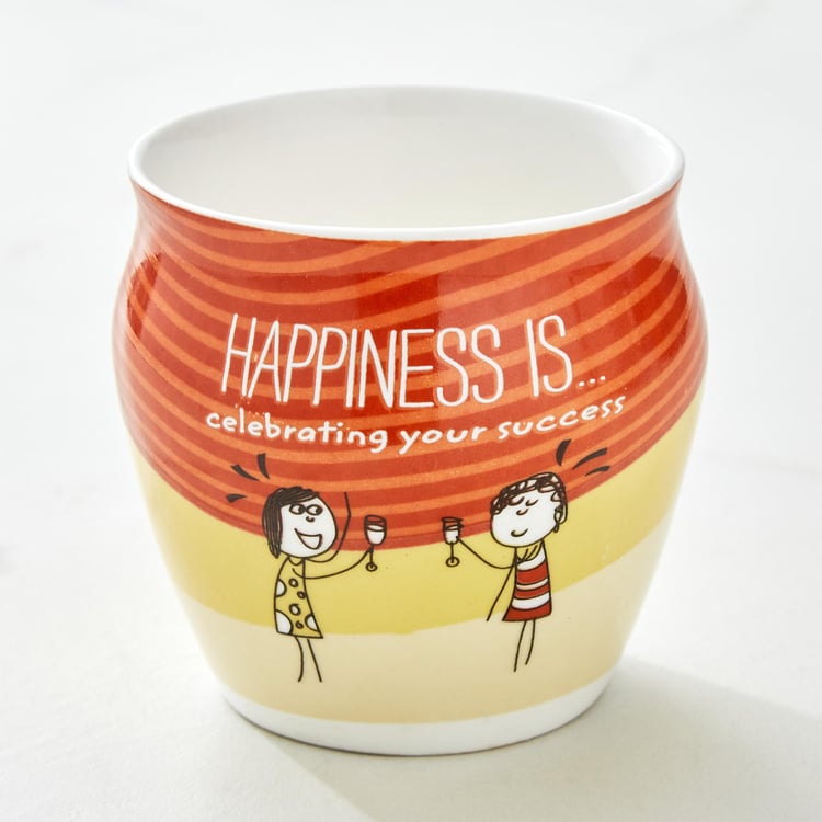 Melina Happiness Set of 4 Bone China Printed Kulhad - 240ml