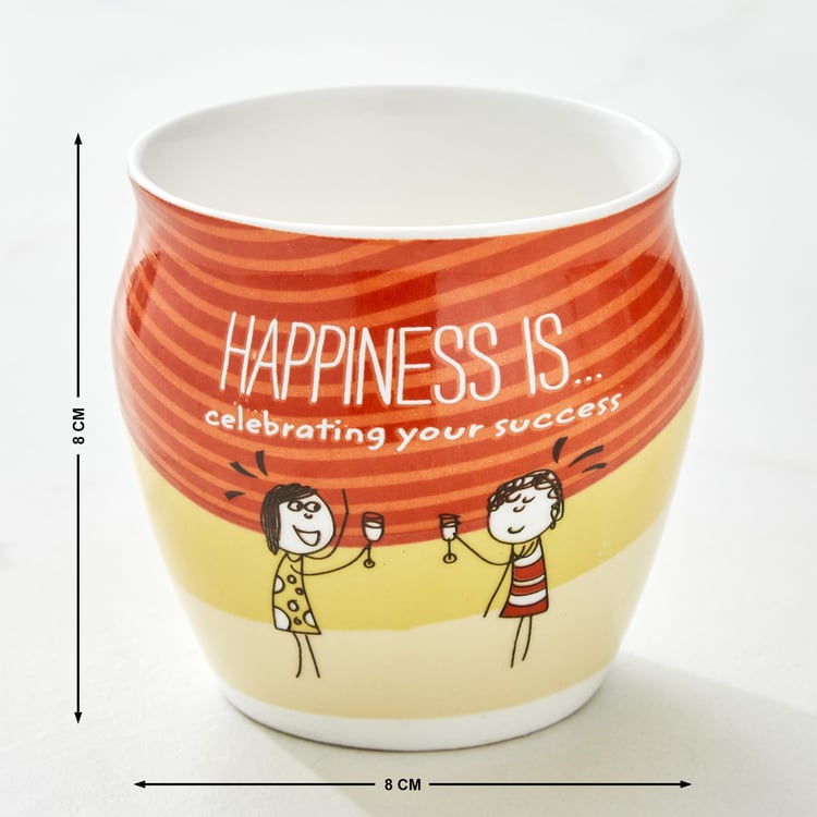 Melina Happiness Set of 4 Bone China Printed Kulhad - 240ml