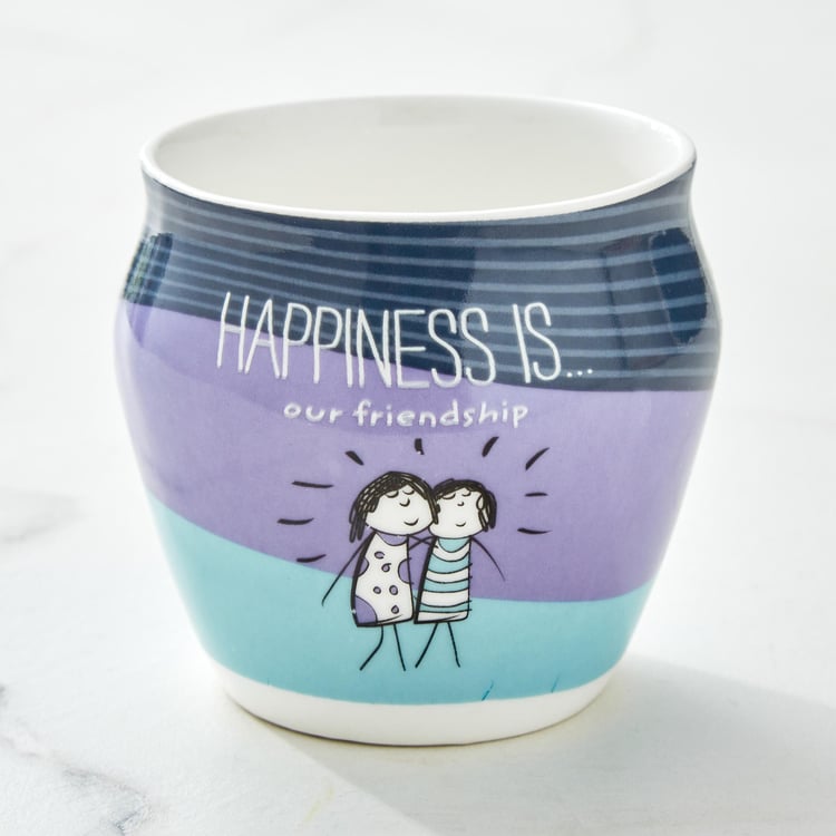 Melina Happiness Set of 4 Bone China Printed Kulhad - 240ml