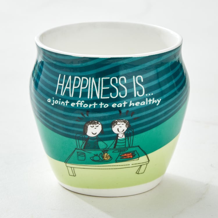 Melina Happiness Set of 4 Bone China Printed Kulhad - 240ml