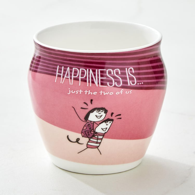 Melina Happiness Set of 4 Bone China Printed Kulhad - 240ml