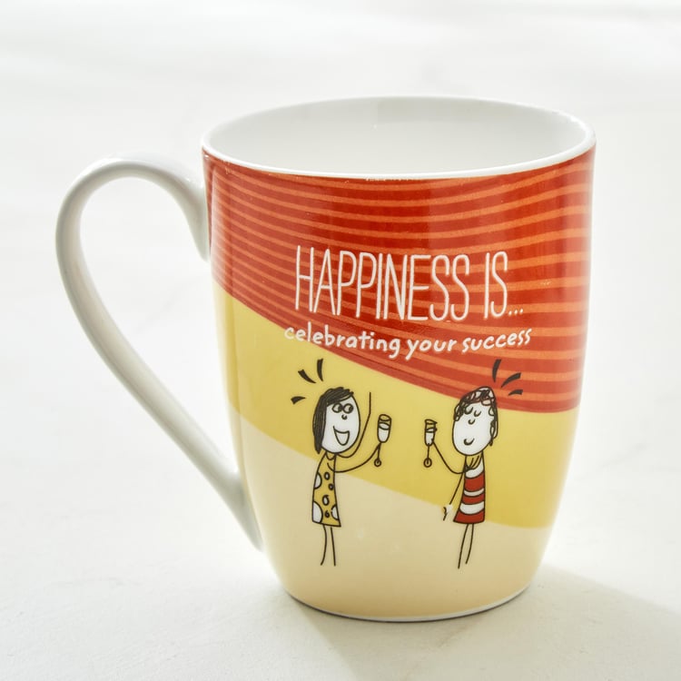 Melina Happiness Cooper Set of 4 Bone China Mugs - 340ml