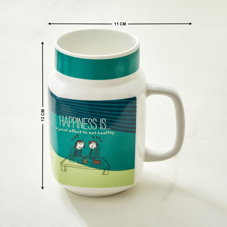 Melina Happiness Cooper Set of 4 Bone China Mason Mugs - 560ml