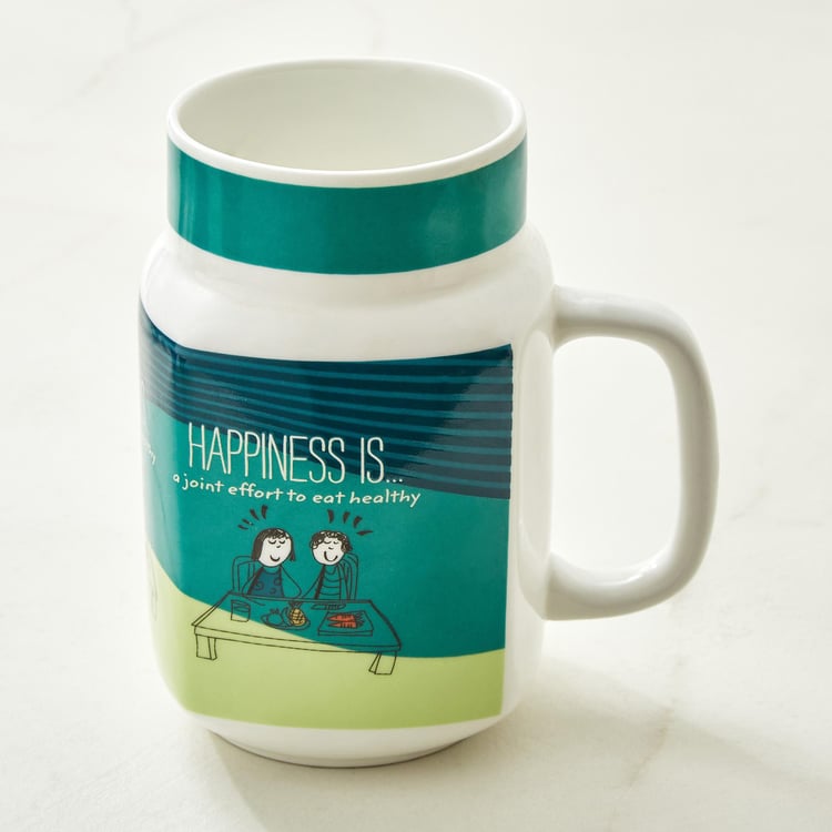 Melina Happiness Cooper Set of 4 Bone China Mason Mugs - 560ml