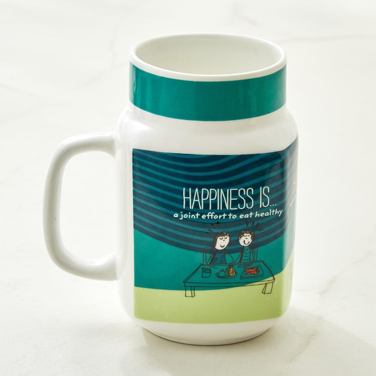 Melina Happiness Cooper Set of 4 Bone China Mason Mugs - 560ml