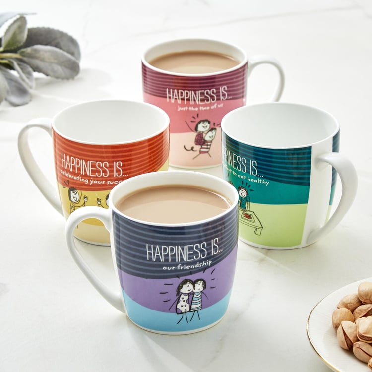 Melina Happiness Cooper Set of 4 Bone China Mugs - 240ml