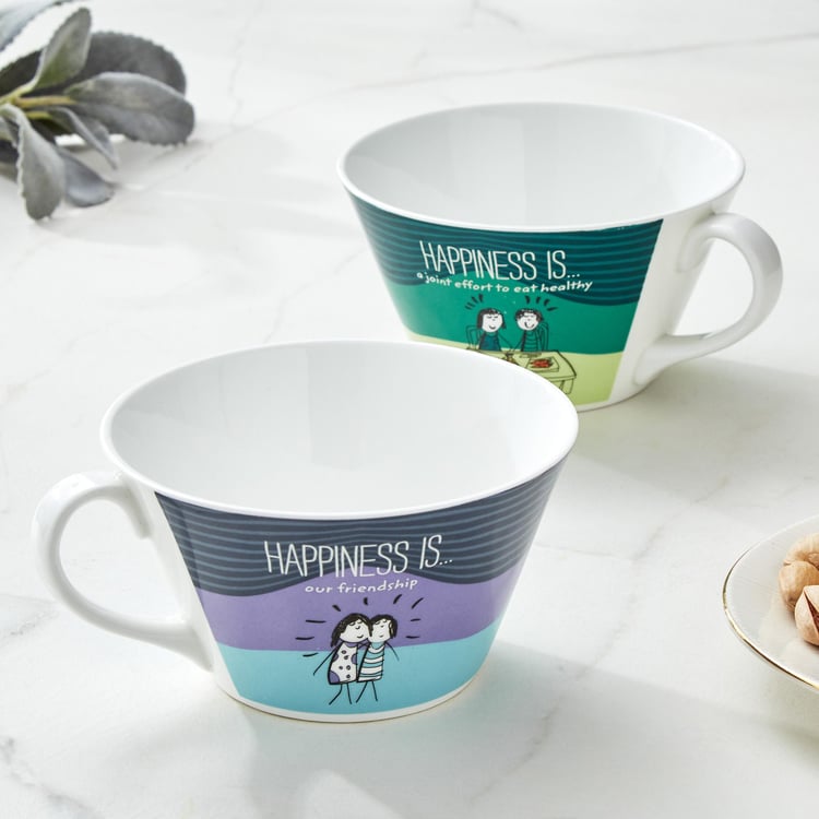 Melina Happiness Cooper Set of 2 Bone China Bowl - 350ml